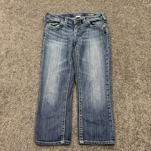 Silver Jeans Womens 29 Blue Aiko Capri Medium Wash City Pockets Logo Casual